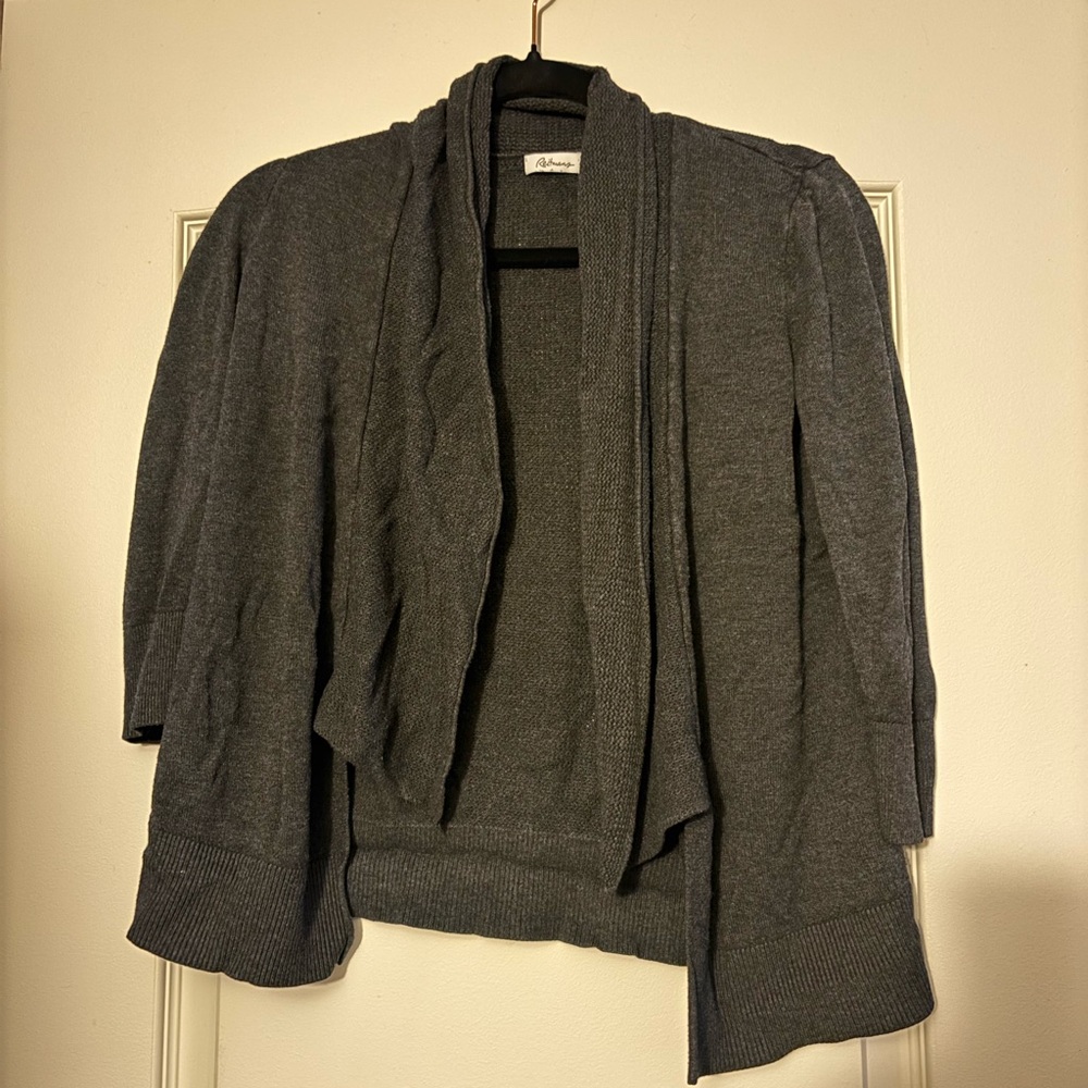 Reitmans Charcoal Knit Open Front Cardigan